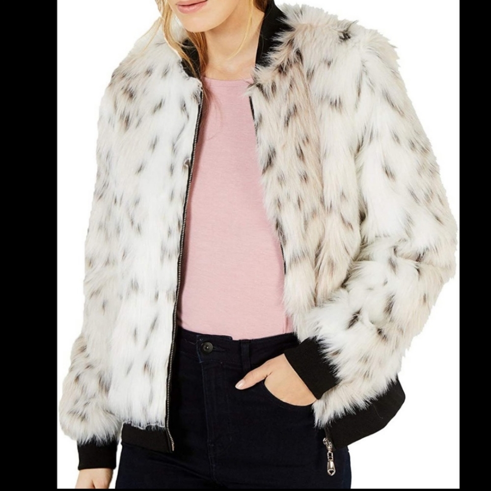 Say what?  Faux Fur Jacket size xs.